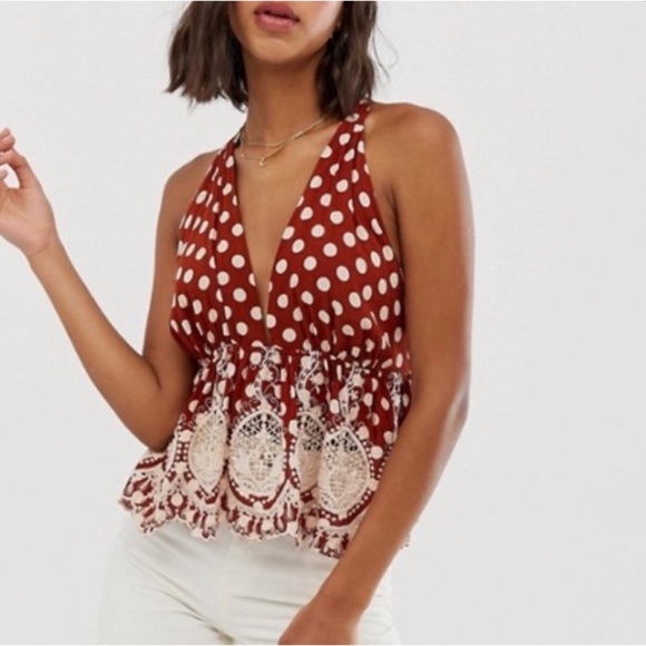 Free People Tops - New Free People  Lunch Date Halter Top in Dark Red Size Small